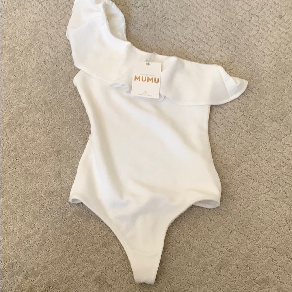 Show Me Your Mumu White One-Shoulder Bodysuit